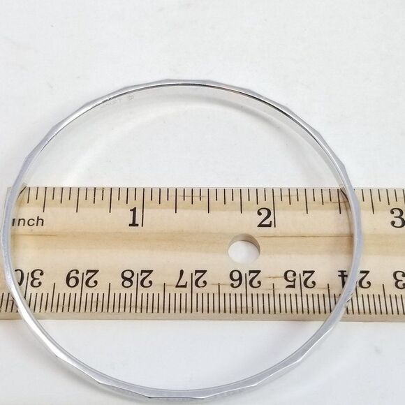 Vintage Monet Silver Tone Skinny Stacking Bangle Bracelet, Signed Estate - Picture 5 of 6